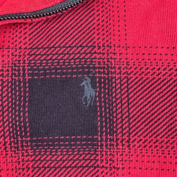 Polo Ralph Lauren Plaid Pullover Quarter Zip Long Sleeve Red Black Small - Picture 4 of 8
